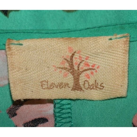 Eleven Oaks Mint Green & Pink Floral Open Front Poncho Cardigan Kimono Ladies M - Picture 10 of 12